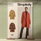 Simplicity Misses/women Lined Winter Coat Pattern Notch Collar Size 8-16