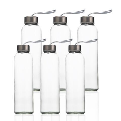 Water Bottles with Stainless Steel Lids and Sleeves Glass Bottle 16oz/18oz