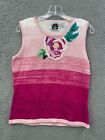NEW Storybook Knits Vest Beaded Womens Medium Pink Ombre Rose