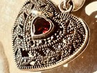 Vintage FAS Heart Locket Garnet & Marcasite Sterling Silver 925 Pendant