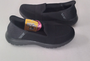 Skechers Slip-ins Women's Shoes 9 On-the-GO Black Serene Slip-On 136541 ~ NWOB