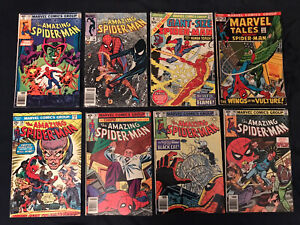AMAZING SPIDER-MAN Lot of 8 comics: #138,197,205,206,207,258, Giant-Size #6...VG