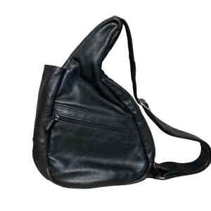 AmeriBag Healthy Back Black Leather Crossbody Bag