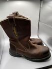 Mens Caterpillar Wellington Pull-On Steel Toe Work Boots Size 9W Leather 10”