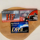 Lot of 3 Blank Cassette Tapes - Sony HF90, Maxell UR-90, Fuji DR II 90 Minutes