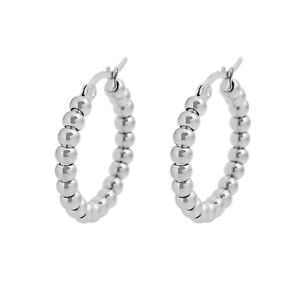 Edforce Stainless Steel Beads Hoop Earrings (27mm)