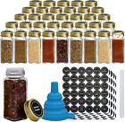 52 Pcs Glass Spice Jars,4Oz Square Spice Containers with Golden Caps,Glass Spic