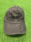 Jeep Tire Track Embroidered Adjustable Gray Hat Cap Strapback Distressed OSFA