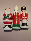 Vintage 1995 Empire Christmas Pathway Fence Topper Blow Molds: Santa Noel Candle
