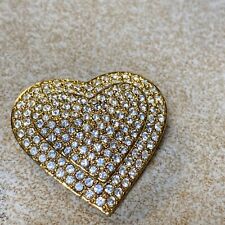 Joan Rivers Gold & Pave Crystal Double Heart Pin Brooch