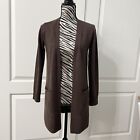 Magaschoni Women’s 100% Cashmere Open Front Cardigan w/ Pockets Dark Brown XS