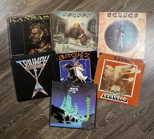 Classic Rock Metal Vinyl LP Lot 7 Yes Kansas ZZ Top Triumph Bronz Record Album