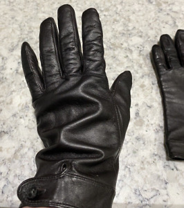 Vintage Etienne Ainger Gloves Womens XL Leather Wrist Polyester Lined Black Set