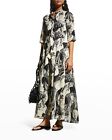 Tory Burch Printed ShirtDress Dress L NWT French Cream Muse Cover Up   $498