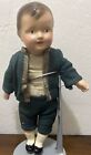 VTG Composition Boy Doll Fabric Body 11” Jointed Painted Face Molded Hair