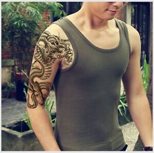 Black Flower Temporary Neck Tattoo Fake Sticker For Men Waterproof Body Arm Art