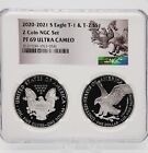 New Listing2020-2021-S Proof American Silver Eagle Type-1 &2 NGC PF69 UC 2-Coin Holder