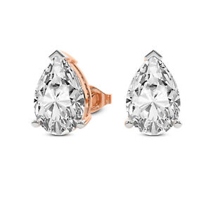 IGI Certified Lab Created Diamond Earrings 14K or 18K Gold Pear Stud Earrings