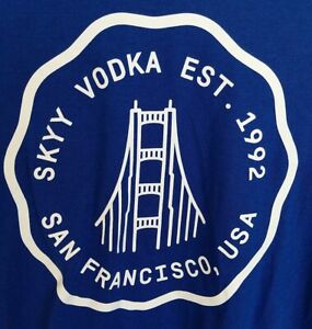 Signature Blue Skyy Vodka T-shirt San Francisco USA 1992 Promotional Top