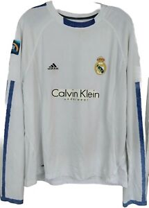 ADIDAS REAL MADRID Ronaldo Long Sleeve Jersey Top White/Blue SZ LARGE