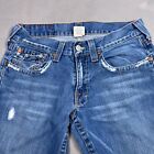 True Religion Jeans Mens 33x33 Blue Joey Flared Denim Flap Wide Bottom Vintage