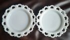 Vintage Anchor Hocking Old Colony Scalloped Open Lace Milk Glass Plates Set Of 2