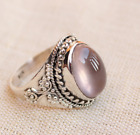 Solid 925 Silver Rose Quartz Ring Handmade Beautiful Designer Ring All Size R129