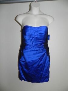 Davids Bridal Dress Horizon Blues Sz 8 Strapless Lace Bands Bridesmaid NWT $149