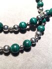 Vintage Tiffany & Co. Malachite Sterling Silver Beaded Necklace 30” Stunning!!!!