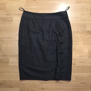 🔴 SALE 🔴M&S PERUNA Grey Wool Blend Pencil Knee Length Fully Lined Skirt  UK 12