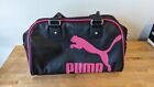 Puma Duffle Bag Gym Sports Travel Vintage Look Black Pink Vinyl  15x10