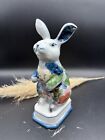 Vintage Porcelain Bunny Andrea by Sadek Hand Painted Floral Rabbit Figurine 8”