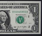 2021 $1 (ONE DOLLAR) – NOTE - FANCY SERIAL NUMBER – TRINARY - FOUR 4's - UNC?