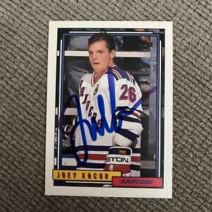 Joey Kocur Signed Auto 1992 Topps Hockey Card Rangers