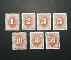US Stamps Sc# J1-7 1879 Postage Due Stamp Replica Set of 7 Back of Book Reprod.