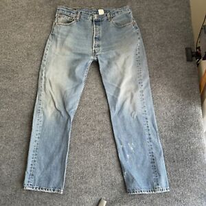 Vintage Levis Jeans Mens 34x29 501 XX Straight Leg Button Fly Light Wash Denim