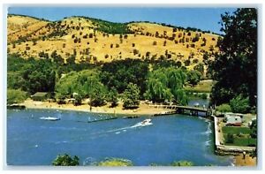 c1960's Island Park Clear Lake Oaks Lake County California CA Speedboat Postcard