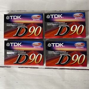 4 TDK D90 High Output Audio Cassette Tapes IEC I Type 1 Dynamic Performance NEW