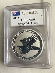 2014-P Australian 1oz Silver Wedge Tailed Eagle Graded MS69 By PCGS Mercanti