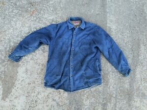 Wrangler Denim Sherpa Lined Shirt Jacket Shacket Size M Pockets Medium Wash