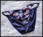 Vintage LILY of FRANCE Floral SATIN String Bikini PANTIES Silky Brief ~L/7
