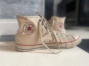 Converse Chuck Taylor ivory high sneakers embroidered US mens 13 vintage