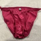 Joe Boxer Vintage Satin String Bikini Panties 100% Polyester Size 5 Dark Pink