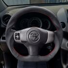 FIT TOYOTA YARIS VITZ 2006-2011 Black Genuine leather steering wheel RED stitch (For: Toyota)