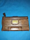 Fossil Long Live Vintage 1954 Women's Brown Leather Emory Clutch Bifold Wallet