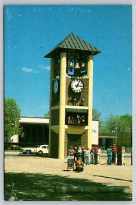 New Ulm Minnesota Glockenspiel Clock Tower Old Cars People Postcard