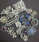Lot of Vintage Costume Jewelry Rhinestone Brooches Earrings Some signed