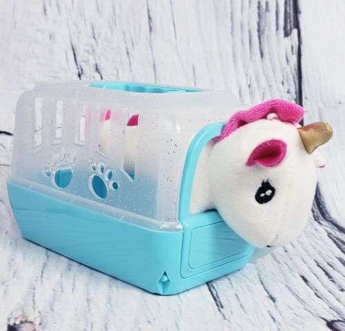 White Unicorn Blue Pet Carrying Case Kids Small Stocking Stuffers Animal Toy 3+