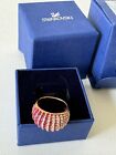 New Swarovski Luxury Domed Ring Pink Rose Gold Plated Fuchsia Size 55