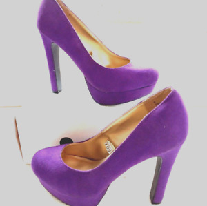 NEW Womens Mossimo Purple Suede Pump Platform High Heels Shoes Size 7 w/5